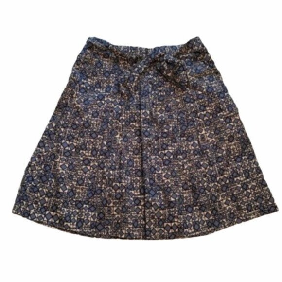 BCBGMaxAzria A-Line Flare Skirt Blue Geometric - Picture 1 of 7
